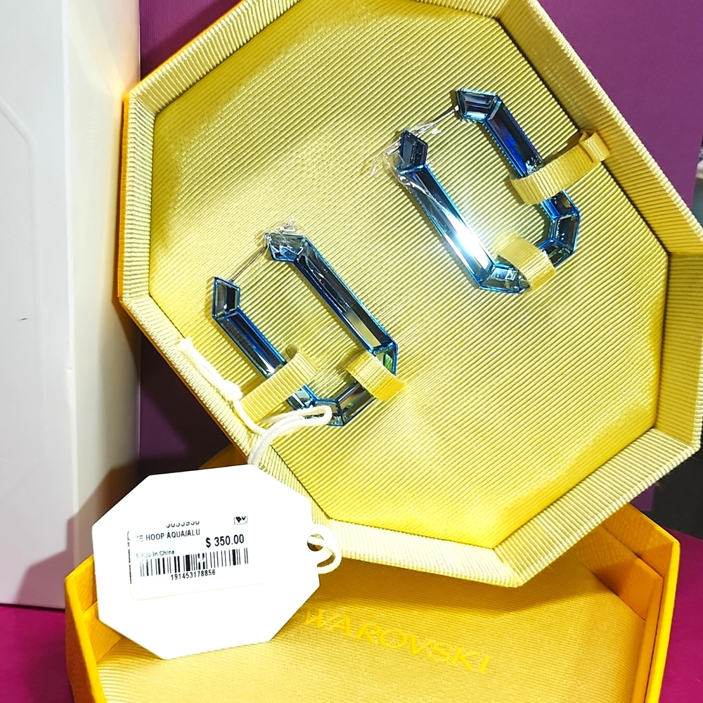 Blue Swarovski Lucent statement earrings